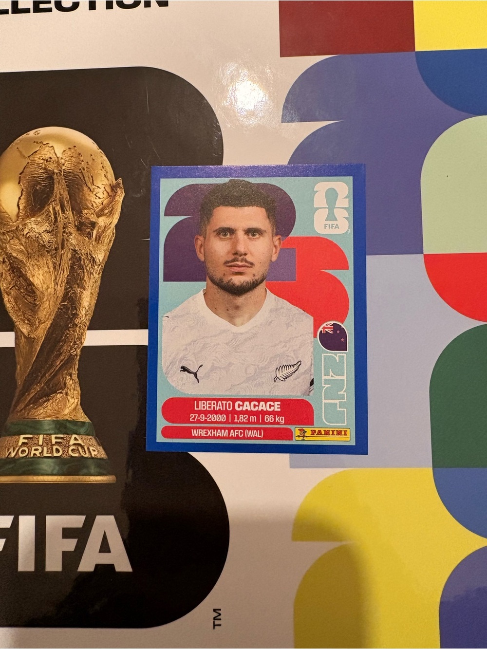 Panini FIFA World Cup 2026 Sticker Liberato Cacace NZL 5 Soccer Blue Parallel